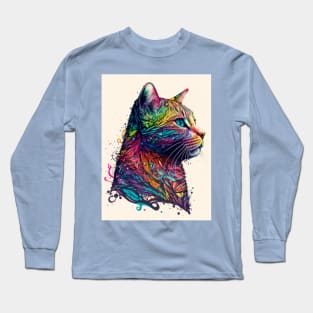 Cat Face Colorful Long Sleeve T-Shirt